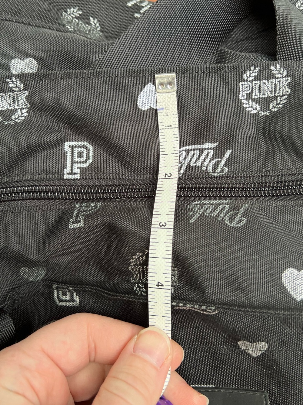 VS PINK Large Tote Bag Black Logo Heart Print - Picture 12 of 13